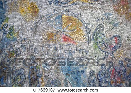 Stock Photo - Painted mosaic tiles on a wall in Chicago. Fotosearch