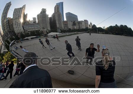Reflection in the Bean at Chicago, Millennium Park View Large Photo Image Stock Photo - Reflection in the Bean at Chicago, Millennium Park. Fotosearch