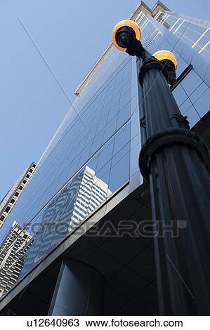 Stock Image - Street lamp outside a Chicago Building. Fotosearch