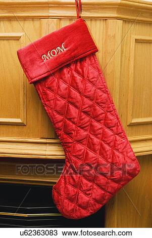 a stocking for mom hung by the fireplace View Large Photo Image Stock Image - a stocking for mom hung by the fireplace. Fotosearch