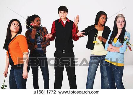 Stock Image - boy having a choice in girlfriend. Fotosearch