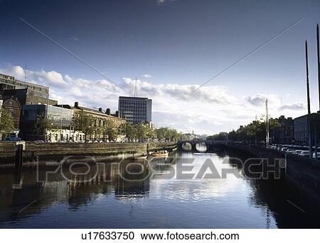 Stock Image - River Liffey, Dublin, County Dublin, Ireland. Fotosearch