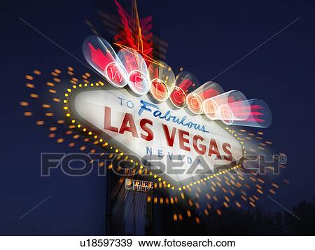 Blurred Las Vegas Welcome Sign View Large Photo Image Stock Photo - Blurred Las Vegas Welcome Sign. Fotosearch