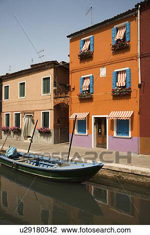 Buildings and Boat on Canal in Venice View Large Photo Image Stock Image - Buildings and Boat on Canal in Venice. Fotosearch