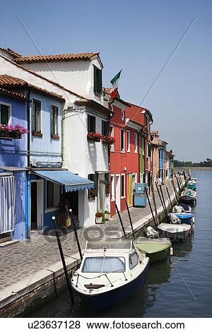 Stock Photo - Buildings and Boats on Canal in Venice. Fotosearch