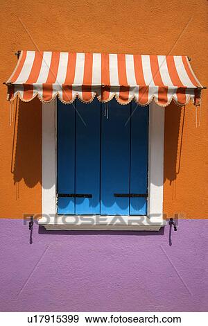 Stock Photo - Colorful Window with Awning. Fotosearch