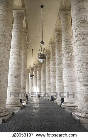 Stock Photo - Columns in Hallway at Saint Peter's Square. Fotosearch