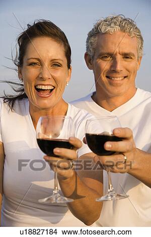 Picture - Couple Drinking Wine. Fotosearch