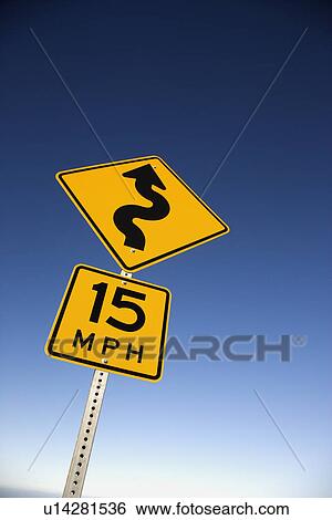 Curvy Road Warning Sign View Large Photo Image Stock Photograph - Curvy Road Warning Sign. Fotosearch