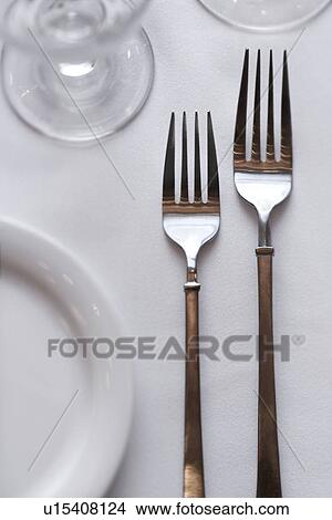 Picture - Forks on Dining Table. Fotosearch