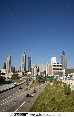 Stock Photo - Freeway into Downtown. Fotosearch