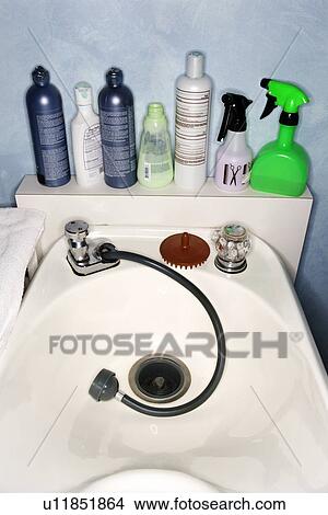 Picture - Hair Washing Sink at Salon. Fotosearch