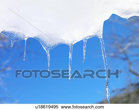 Icicles Against Blue Sky View Large Photo Image Stock Photography - Icicles Against Blue Sky. Fotosearch