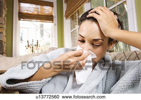 Ill Woman Blowing Nose View Large Photo Image Stock Image - Ill Woman Blowing Nose. Fotosearch