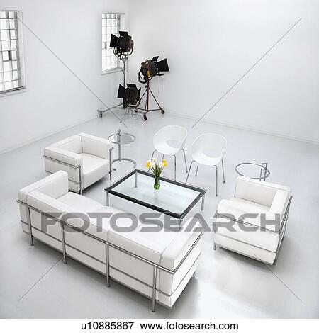 Stock Photo - Living Room Furniture In Photography Studio. Fotosearch