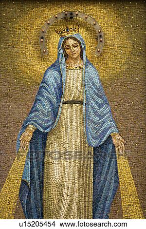 Picture - Mosaic of the Virgin Mary Wearing a Crown. Fotosearch