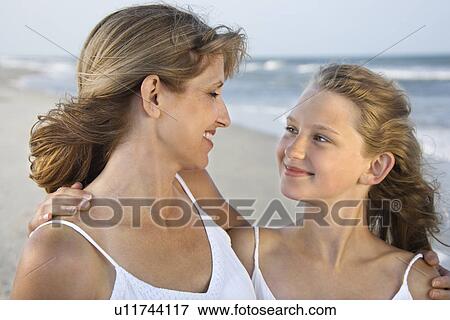 Mother and Daughter at the Beach View Large Photo Image Stock Photo - Mother and Daughter at the Beach. Fotosearch