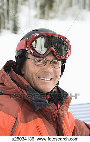 Portrait of Smiling Male Skier View Large Photo Image Stock Photograph - Portrait of Smiling Male Skier. Fotosearch