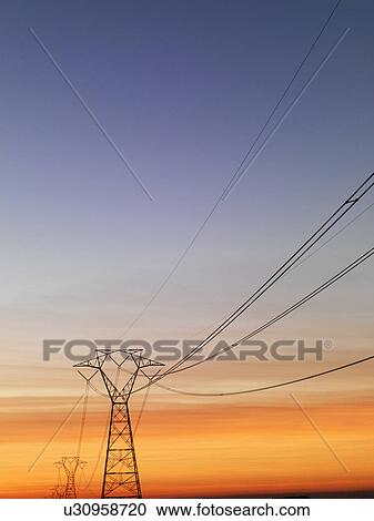 Power Lines at Sunset View Large Photo Image Stock Image - Power Lines at Sunset. Fotosearch