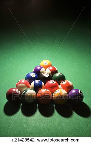 Stock Image - Racked Pool Balls. Fotosearch