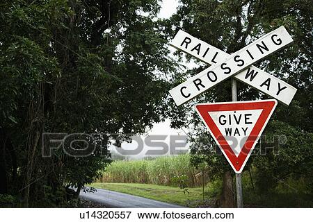 Railroad Crossing Sign View Large Photo Image Stock Photo - Railroad Crossing Sign. Fotosearch
