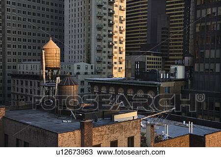Rooftop Water Towers on NYC Buildings View Large Photo Image Stock Image - Rooftop Water Towers on NYC Buildings. Fotosearch