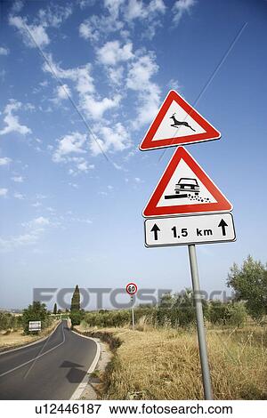 Stock Photo - Rural Road Sign in Europe. Fotosearch