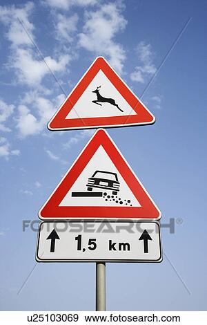 Stock Photo - Rural Road Signs in Europe. Fotosearch