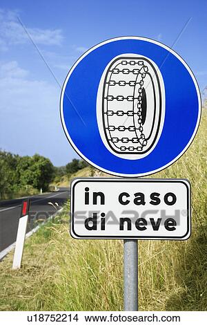 Picture - Sign on Rural Road in Italy. Fotosearch