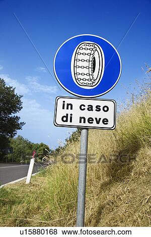 Stock Photo - Sign on Rural Road in Italy. Fotosearch