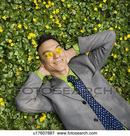 Smiling Businessman in Flower Patch View Large Photo Image Stock Photo - Smiling Businessman in Flower Patch. Fotosearch