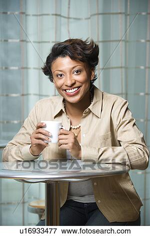 Smiling Woman with Coffee Cup View Large Photo Image Stock Photo - Smiling Woman with Coffee Cup. Fotosearch