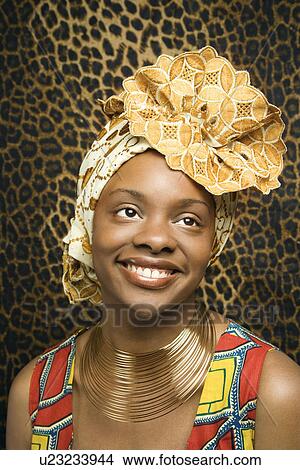 Smiling Young Woman in Traditional African Dress View Large Photo Image Picture - Smiling Young Woman in Traditional African Dress. Fotosearch