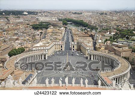 Stock Image - St Peter's Square and Vatican City. Fotosearch