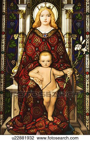 Stained Glass Window of Madonna and Child View Large Photo Image Stock Image - Stained Glass Window of Madonna and Child. Fotosearch