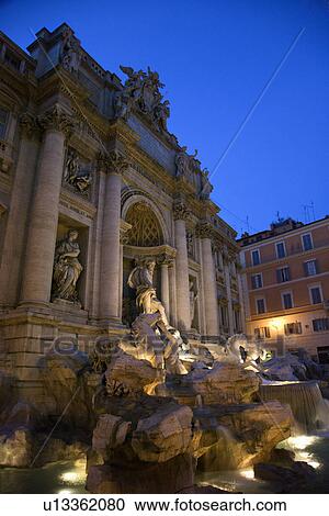 Trevi Fountain at Night View Large Photo Image Stock Image - Trevi Fountain at Night. Fotosearch