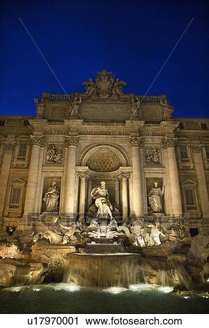 Trevi Fountain at Night View Large Photo Image Stock Image - Trevi Fountain at Night. Fotosearch