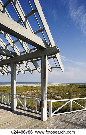Stock Photograph - View of Beach from Arbor Deck. Fotosearch