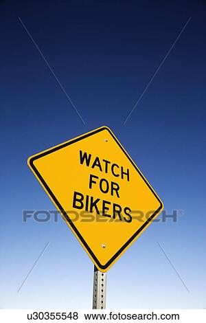 Stock Photo - 'Watch for Bikers' Road Warning Sign. Fotosearch