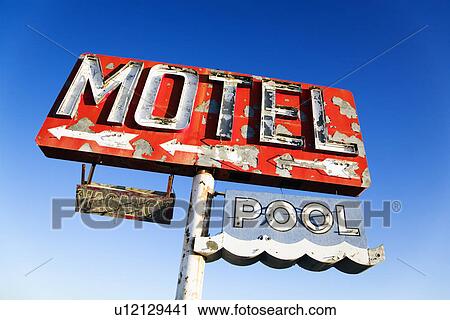 Stock Image - Weathered Retro Motel Sign. Fotosearch