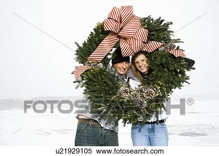 Young Couple with Wreath View Large Photo Image Stock Photography - Young Couple with Wreath. Fotosearch