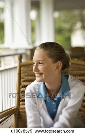 Young Girl on Porch Smiling View Large Photo Image Stock Photo - Young Girl on Porch Smiling. Fotosearch
