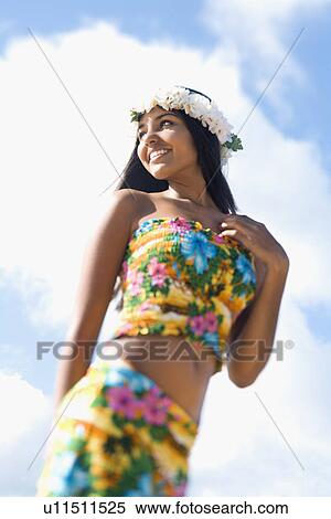 Young Woman with Lei on Head View Large Photo Image Stock Photography - Young Woman with Lei on Head. Fotosearch
