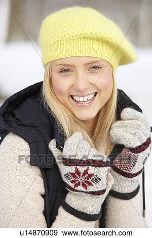 Close Up Of Teenage Girl In Snowy Landscape View Large Photo Image Stock Photo - Close Up Of Teenage Girl In Snowy Landscape. Fotosearch
