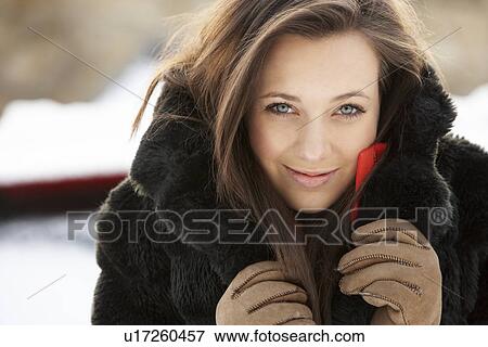 Close Up Of Teenage Girl Wearing Fur Coat In Snowy Landscape View Large Photo Image Stock Photo - Close Up Of Teenage Girl Wearing Fur Coat In Snowy Landscape. Fotosearch