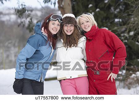 Group Of Teenage Girls In Snowy Landscape View Large Photo Image Stock Image - Group Of Teenage Girls In Snowy Landscape. Fotosearch
