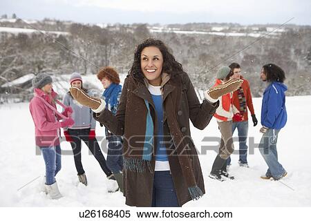 Group Of Young Friends Having Fun In Snowy Landscape View Large Photo Image Stock Photography - Group Of Young Friends Having Fun In Snowy Landscape. Fotosearch