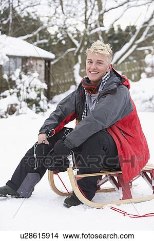 Teenage Boy With Sledge View Large Photo Image Picture - Teenage Boy With Sledge. Fotosearch