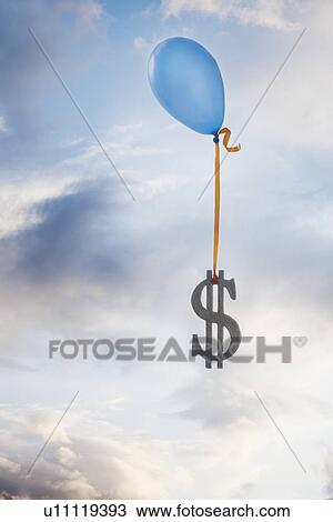 Stock Image - Balloon tied to a dollar symbol. Fotosearch
