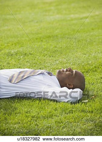 Businessman lying on grass View Large Photo Image Stock Image - Businessman lying on grass. Fotosearch